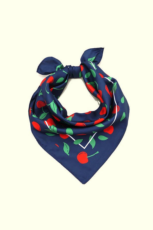 Cherry Silky Feel Bandana Scarf