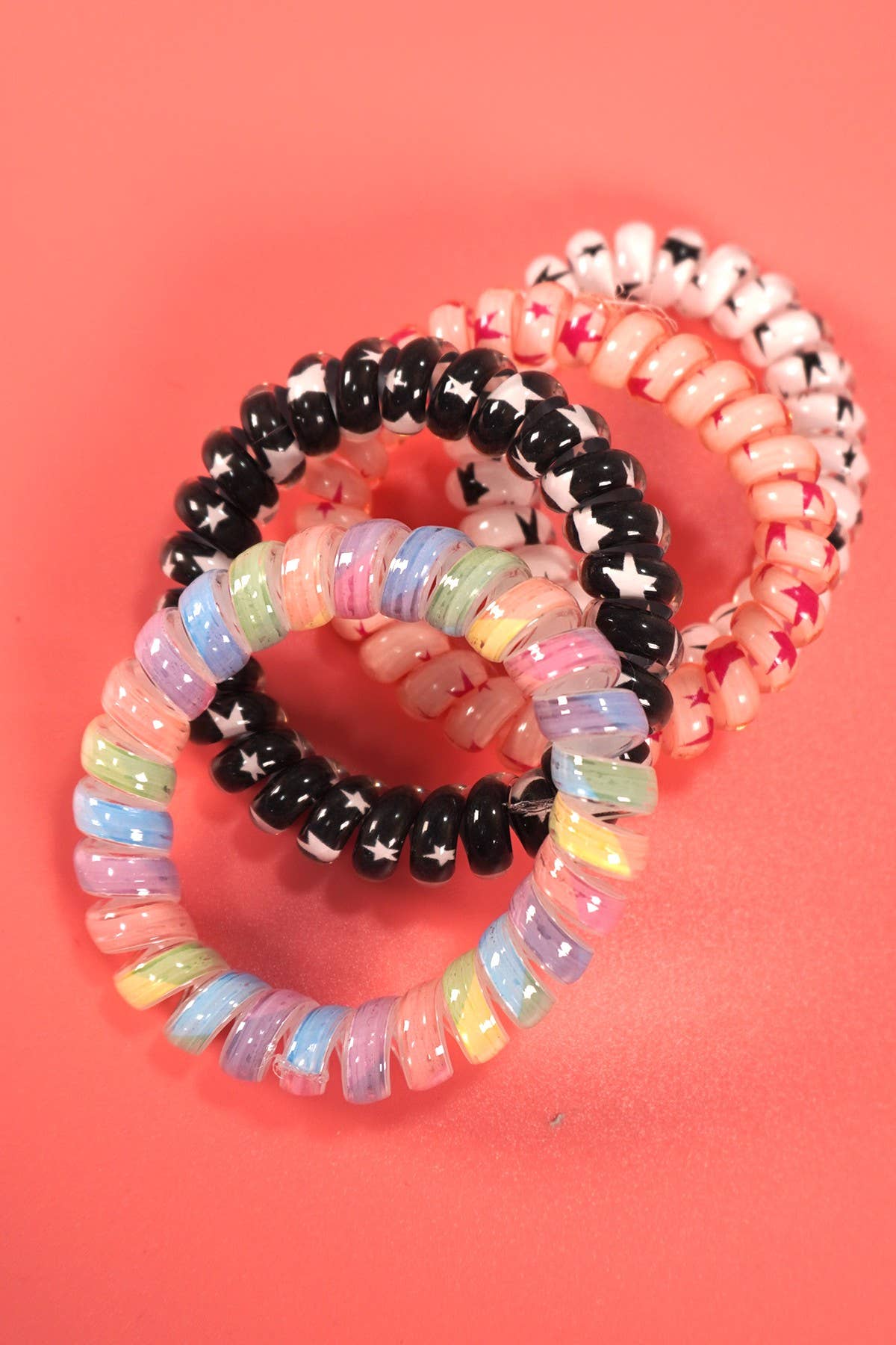 Colorful Stars Spiral Hair Ties