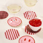Pink and Maroon Striped Coaster - Set of 4