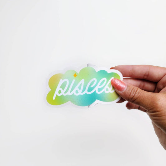 Pisces Gradient Clear Die Cut Sticker