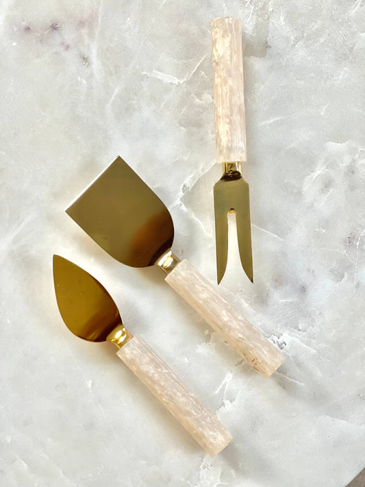 Ivory Resin & Steel Cheese Tools