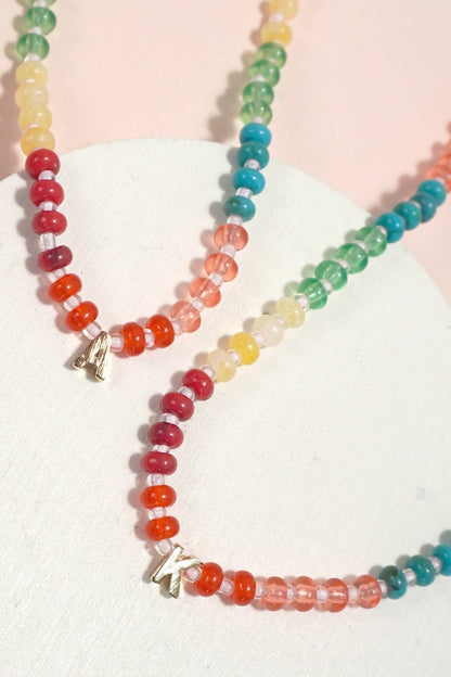 Mini Initial Multi Color Beaded Necklace