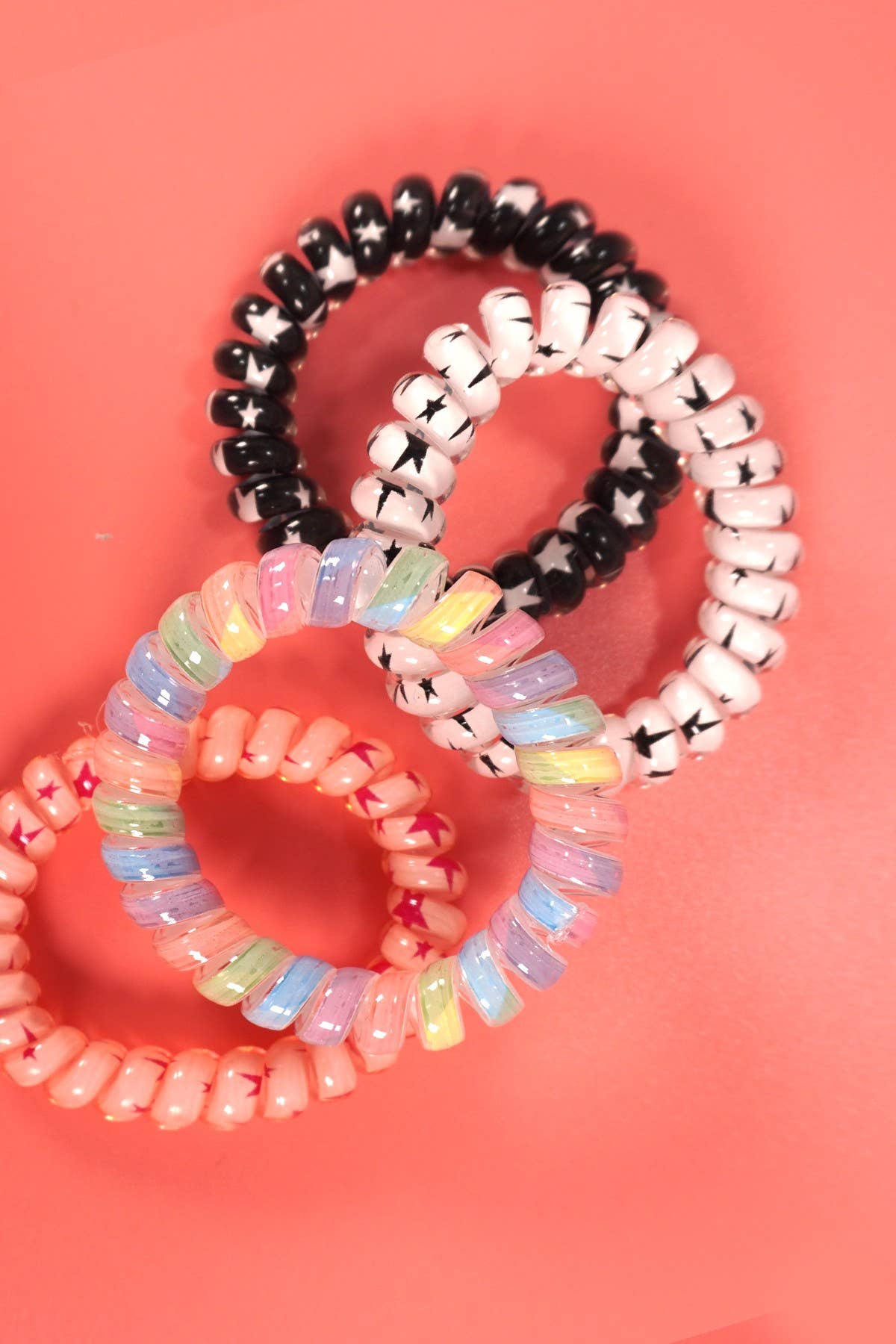 Colorful Stars Spiral Hair Ties