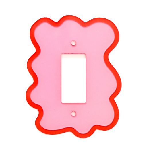 Red and Pink Squiggle Light Switch Plate