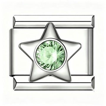 Silver Star Birthstone Italian Charm
