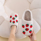 Strawberry Print Plush Slippers