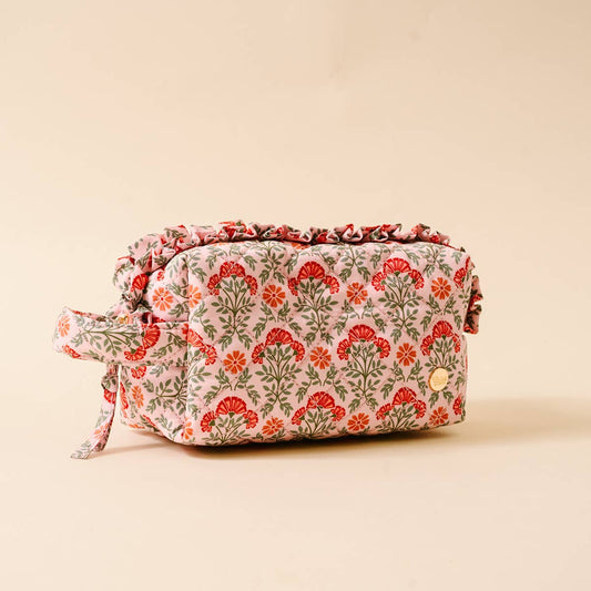 Dusty Rose Quilted Cosmetic Pouch