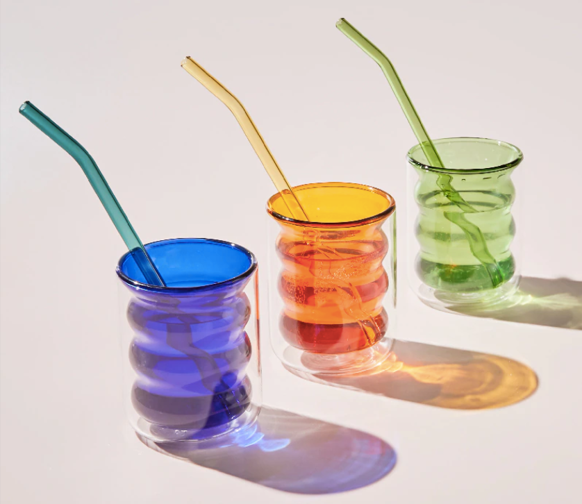 Colored Double Layer Glass Cup