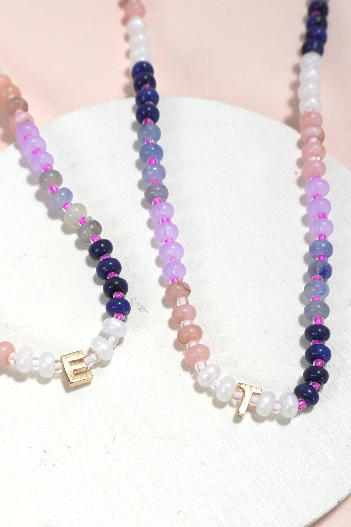 Mini Initial Multi Color Beaded Necklace