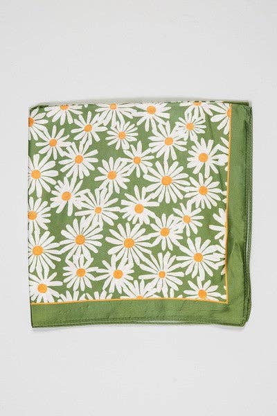 Flower Silky Feel Bandana Scarf