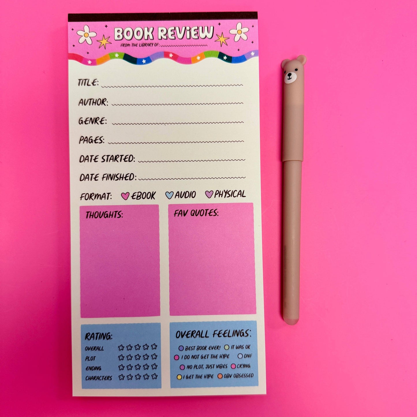 Book Review & Rating Notepad – Golden Hour Designs