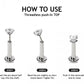 Step-by-step guide on how to use a threadless push-in top earring with Crave branding.
