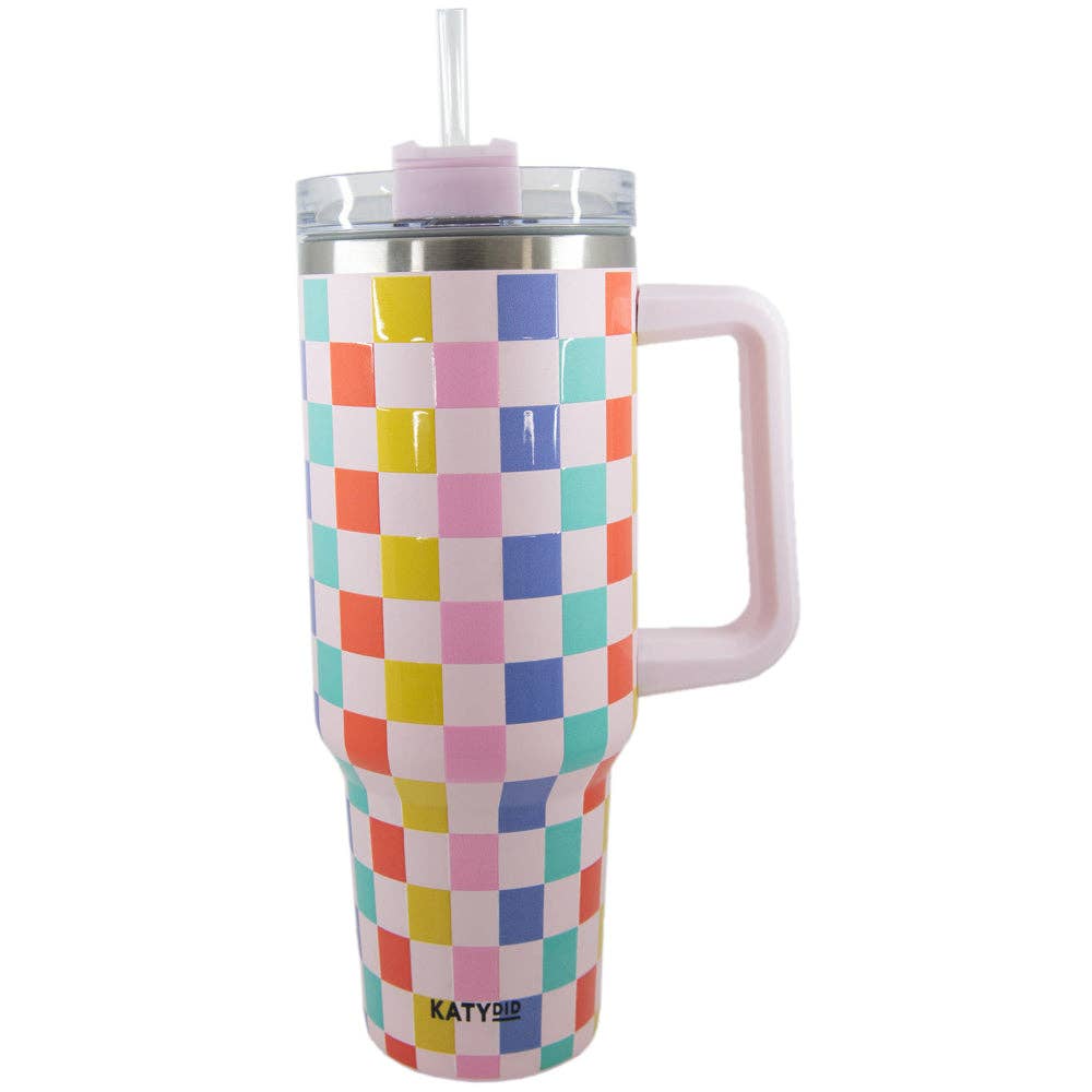 Multicolored Checkered Tumbler Cup