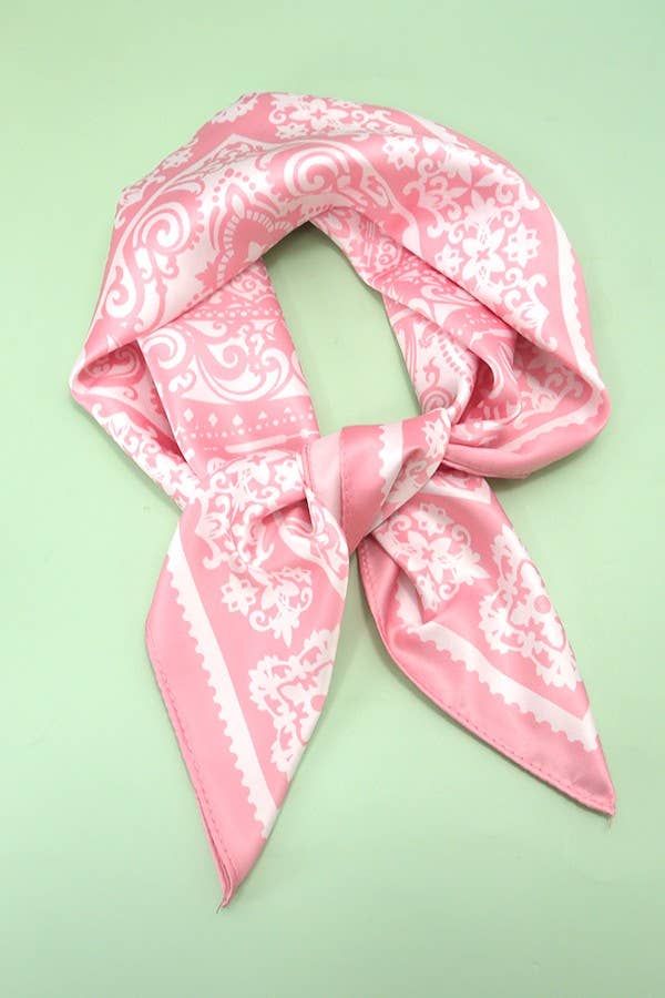 Paisley Pink Silky Feel Bandana Scarf