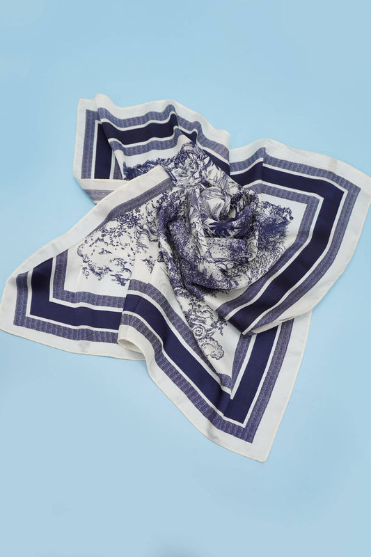 Blue Willow Silky Feel Bandana Scarf