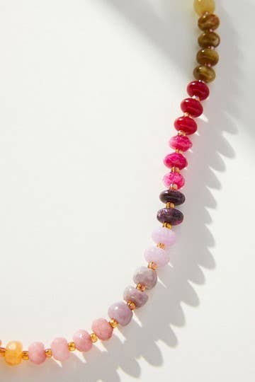 Natural Agate Glass Semi Precious Bead Necklace