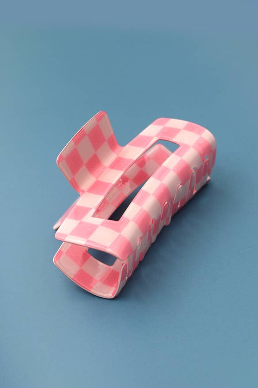 Jumbo Checker Hair Claw Clip