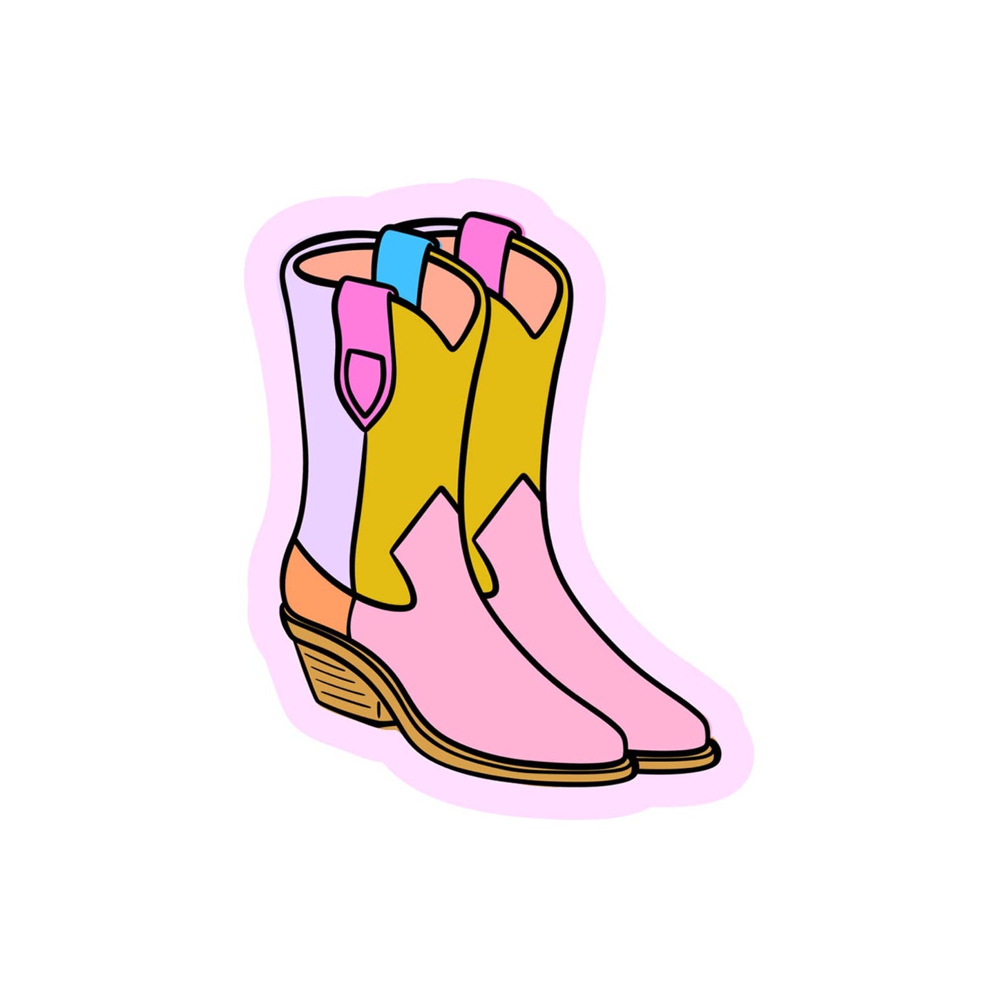 Colorblock Cowgirl Boots Sticker