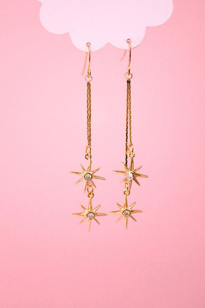 Staggered Star Drops (Gold + Silver)