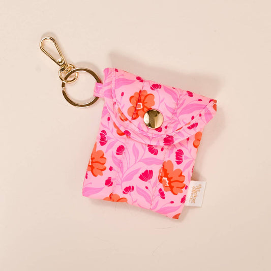 Puffy Earbud Case - Hot Pink Petals