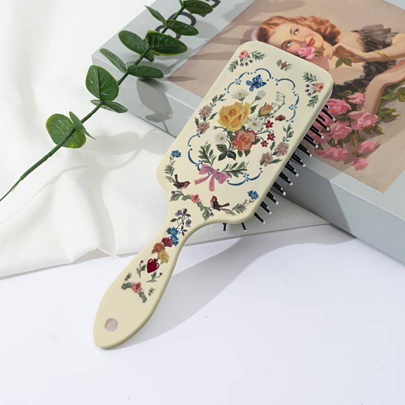 Vintage Floral Hairbrush