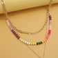 Double Layer Multi Beaded Bean Charm Necklace