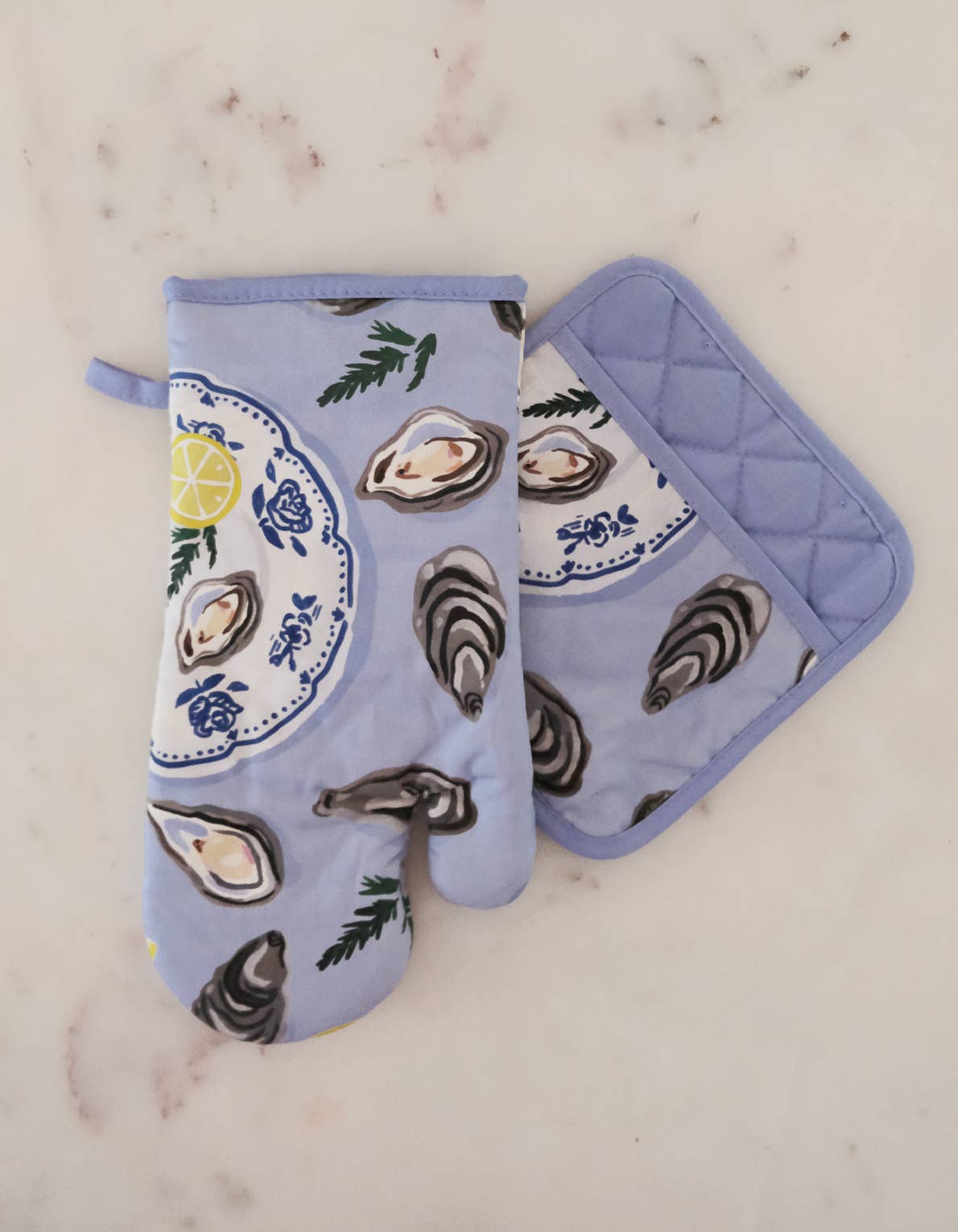 Oysters Oven Mitt + Pot Holder Set