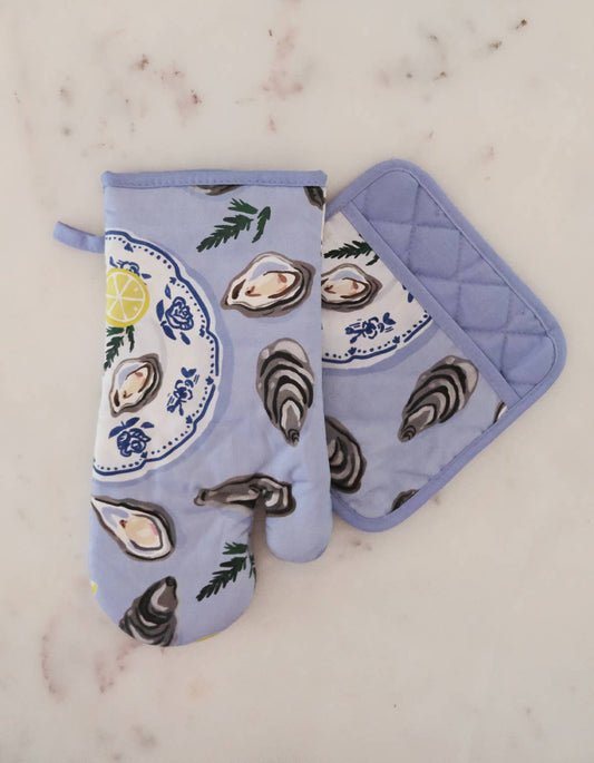 Oysters Oven Mitt + Pot Holder Set
