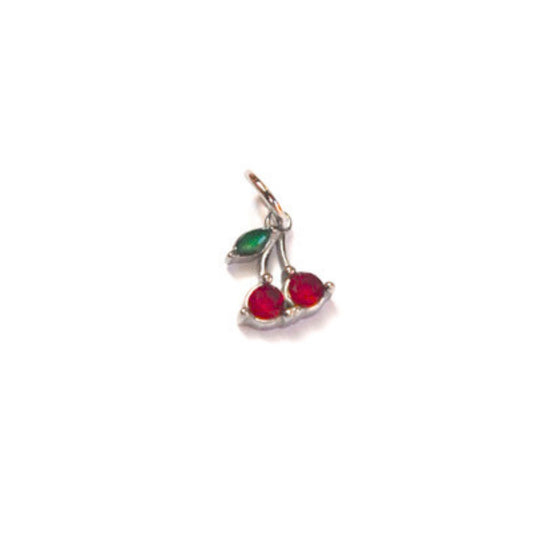 Silver Cherry Gem Charm