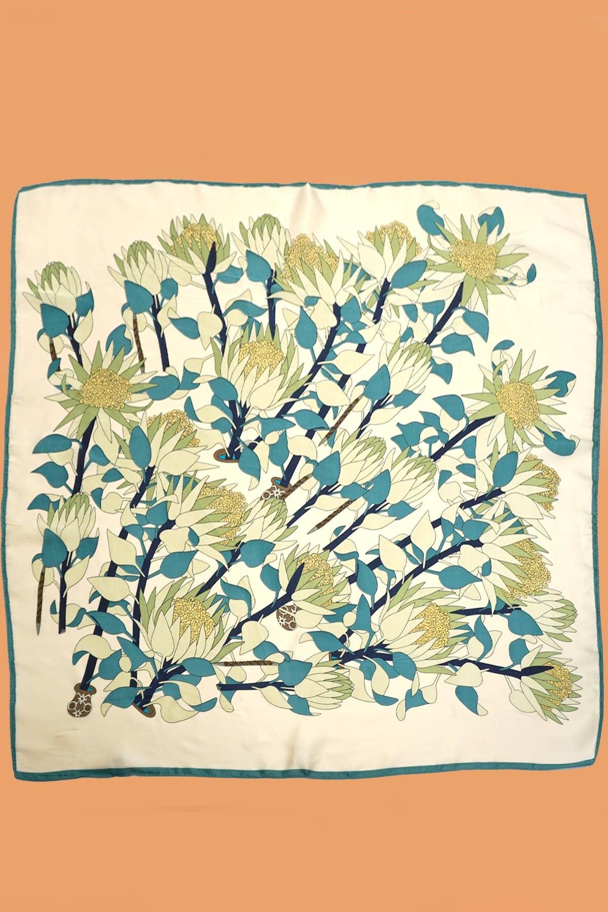 Floral Protea Silky Feel Bandana Scarf