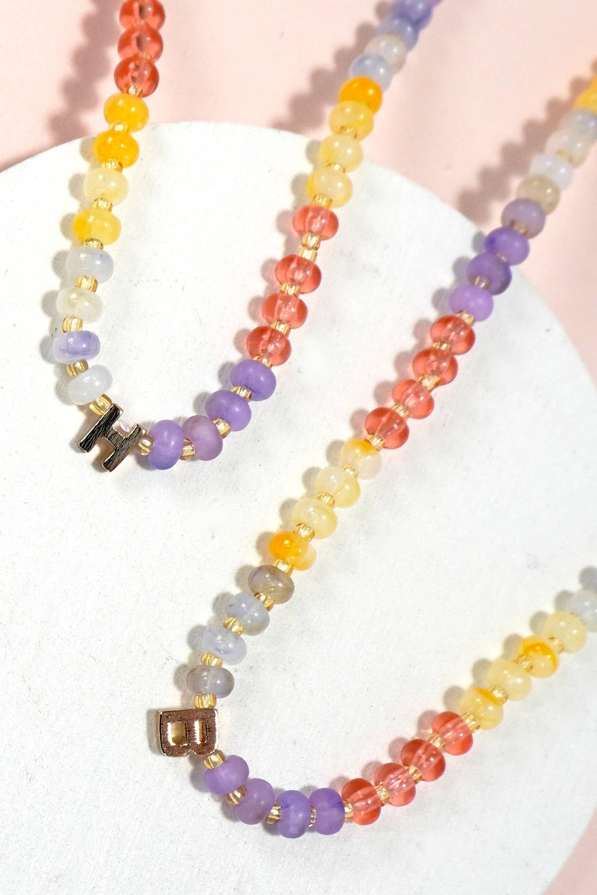 Mini Initial Multi Color Beaded Necklace