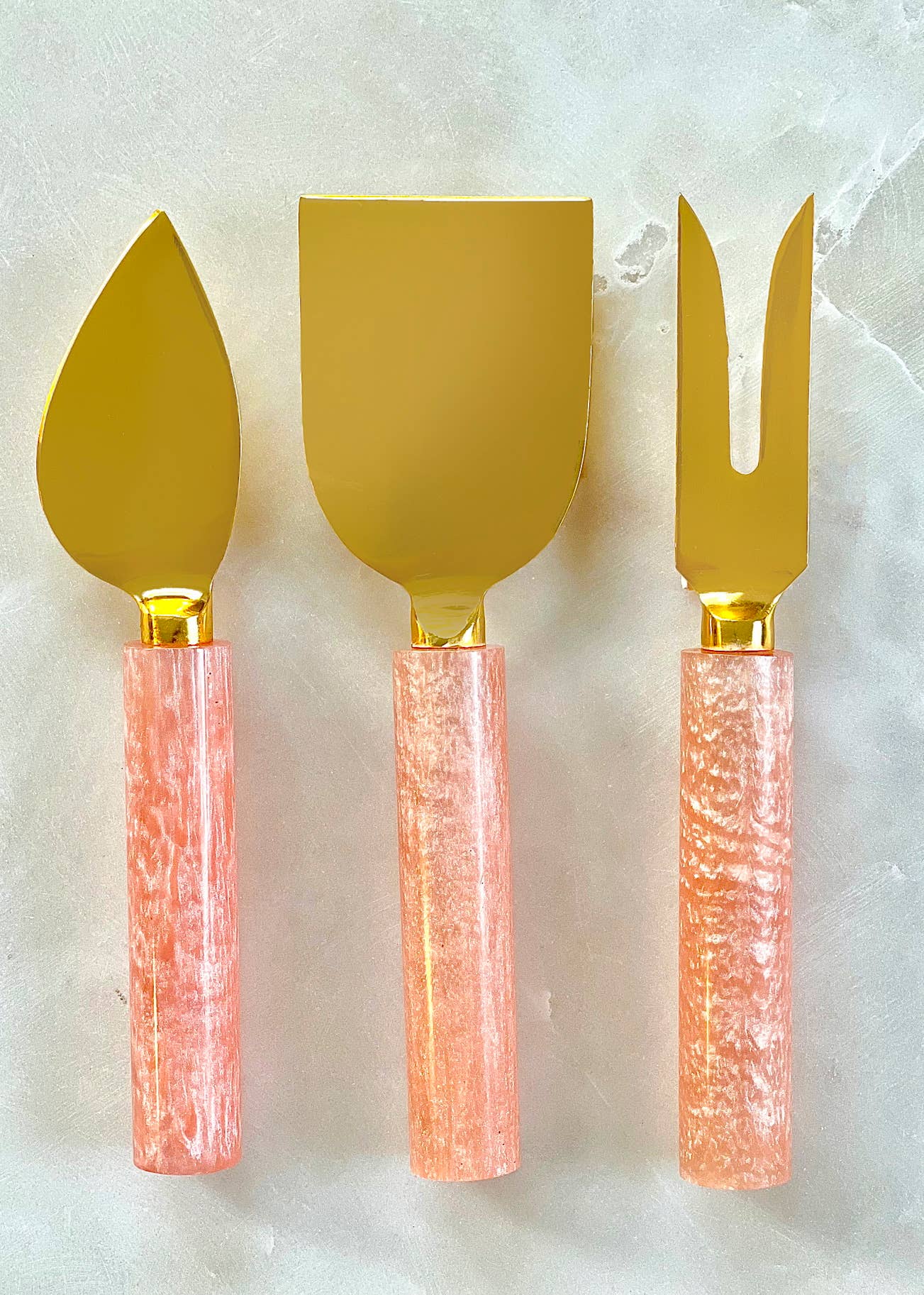 Pink Resin & Steel Cheese Tools