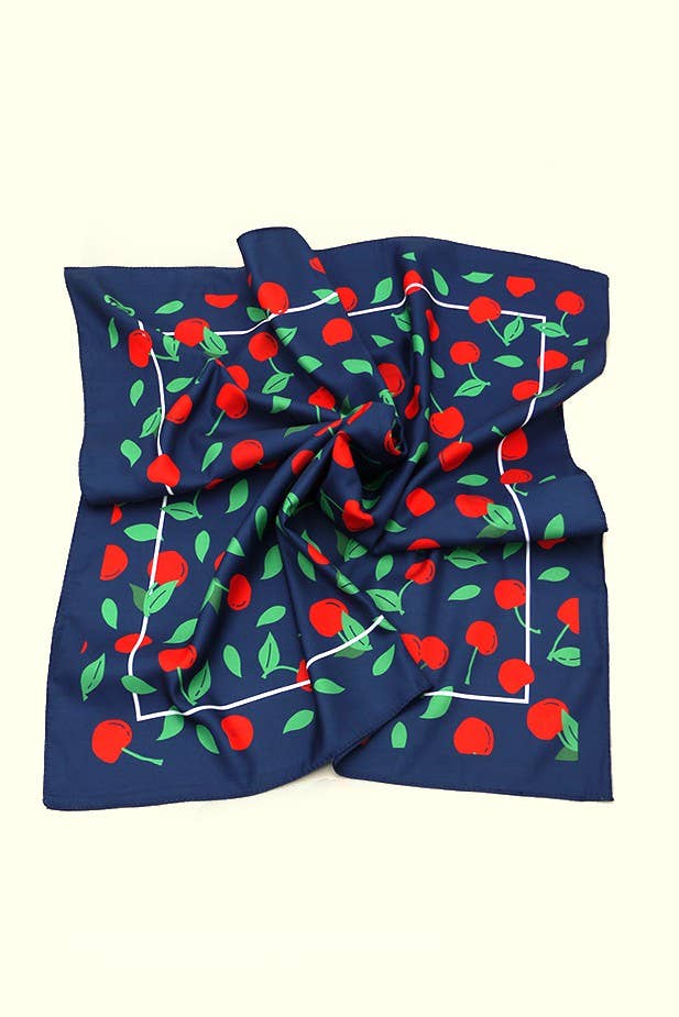 Cherry Silky Feel Bandana Scarf