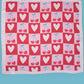 Cherry Heart Checkered Silky Feel Bandana Scarf