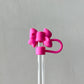 Hot Pink Bow Straw Cover