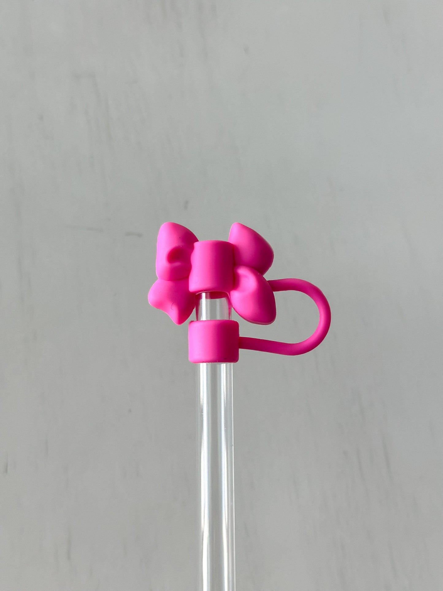 Hot Pink Bow Straw Cover