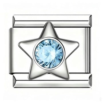 Silver Star Birthstone Italian Charm