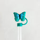 Teal Butterfly Straw Cover