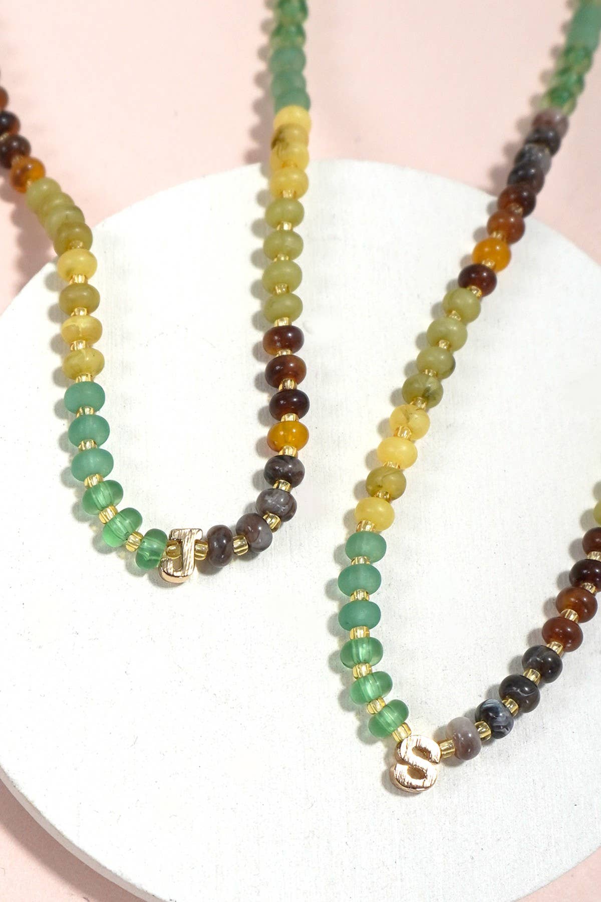 Mini Initial Multi Color Beaded Necklace