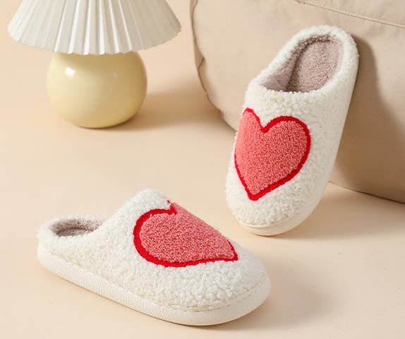 Pink Flower Plush Slippers