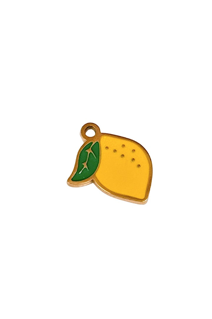 Enamel Lemon Gold Charm