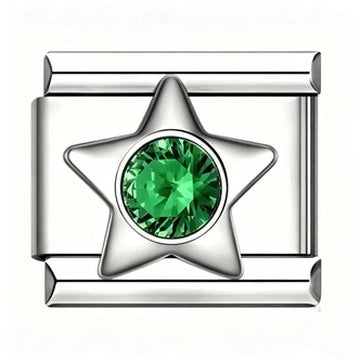 Silver Star Birthstone Italian Charm