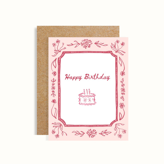 Pink Cake Birthday Card