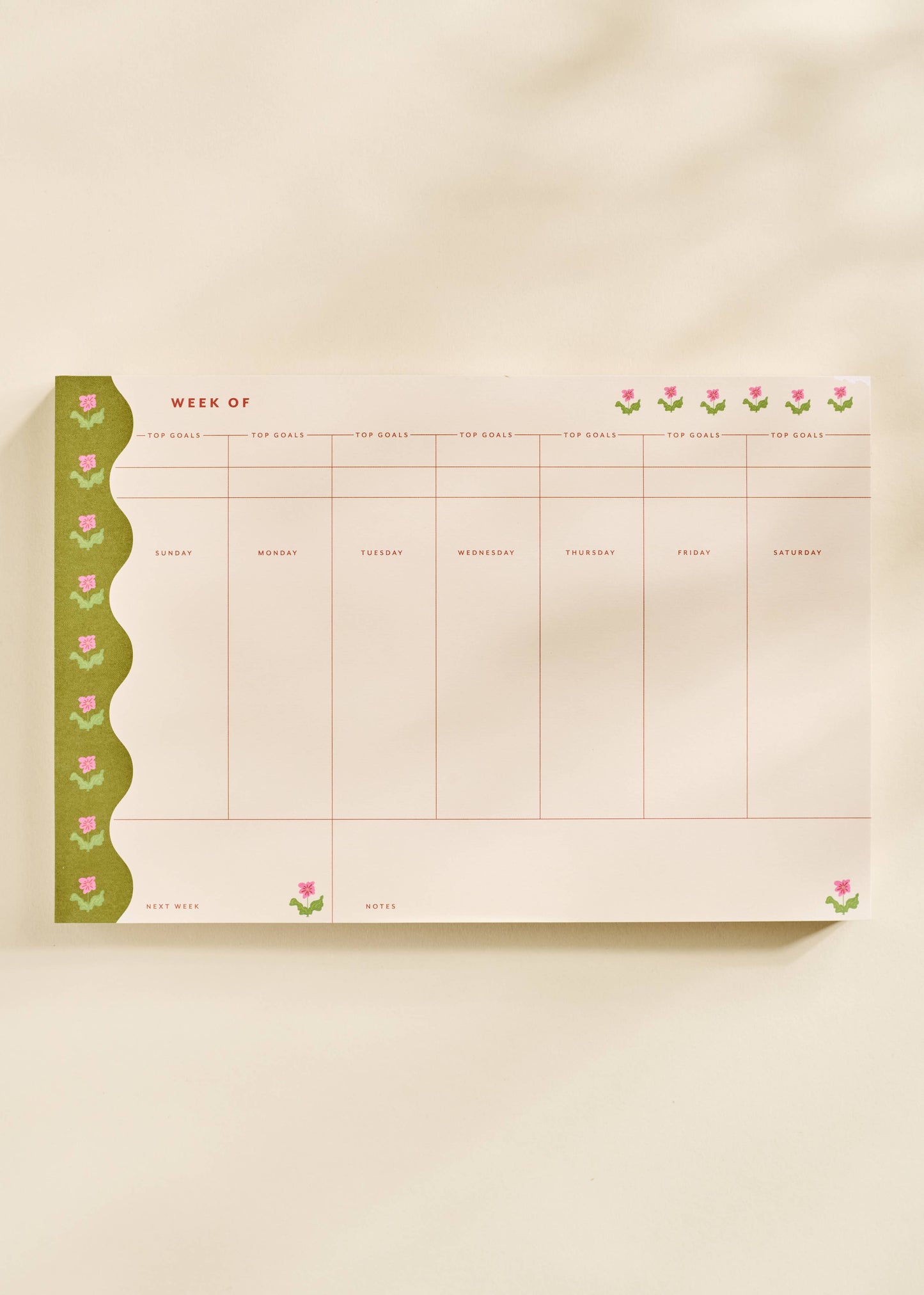 Garden Border Weekly Plan Notepad