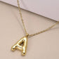Gold Bubble Initial Necklace