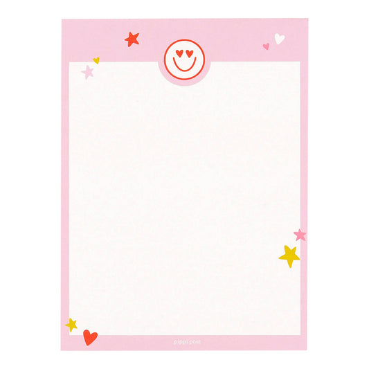 Pink Border Heart Eyes Smiley Notepad