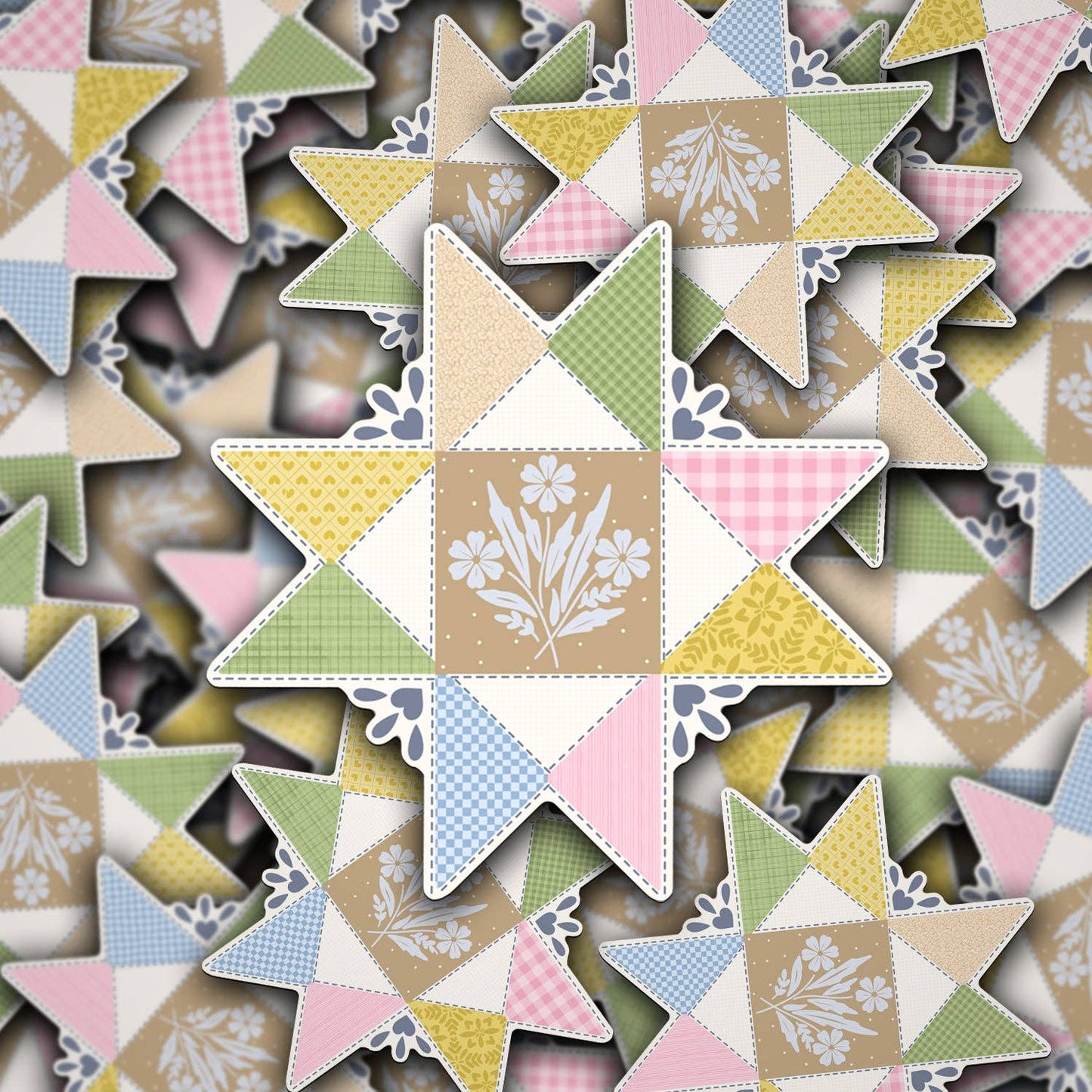 Floral Quilt Piece Sticker