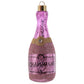 Glitter Champagne Bottle Mercury Glass Ornament