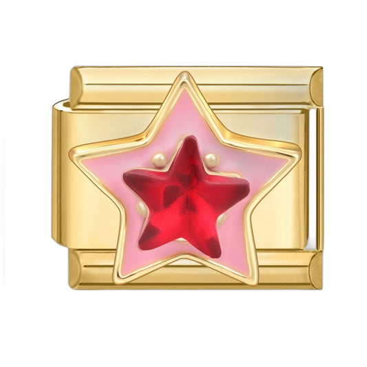 Gold Power Puff Star Italian Charm