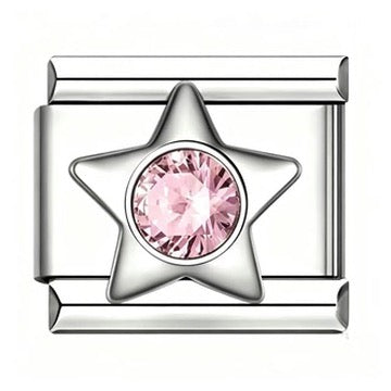 Silver Star Birthstone Italian Charm